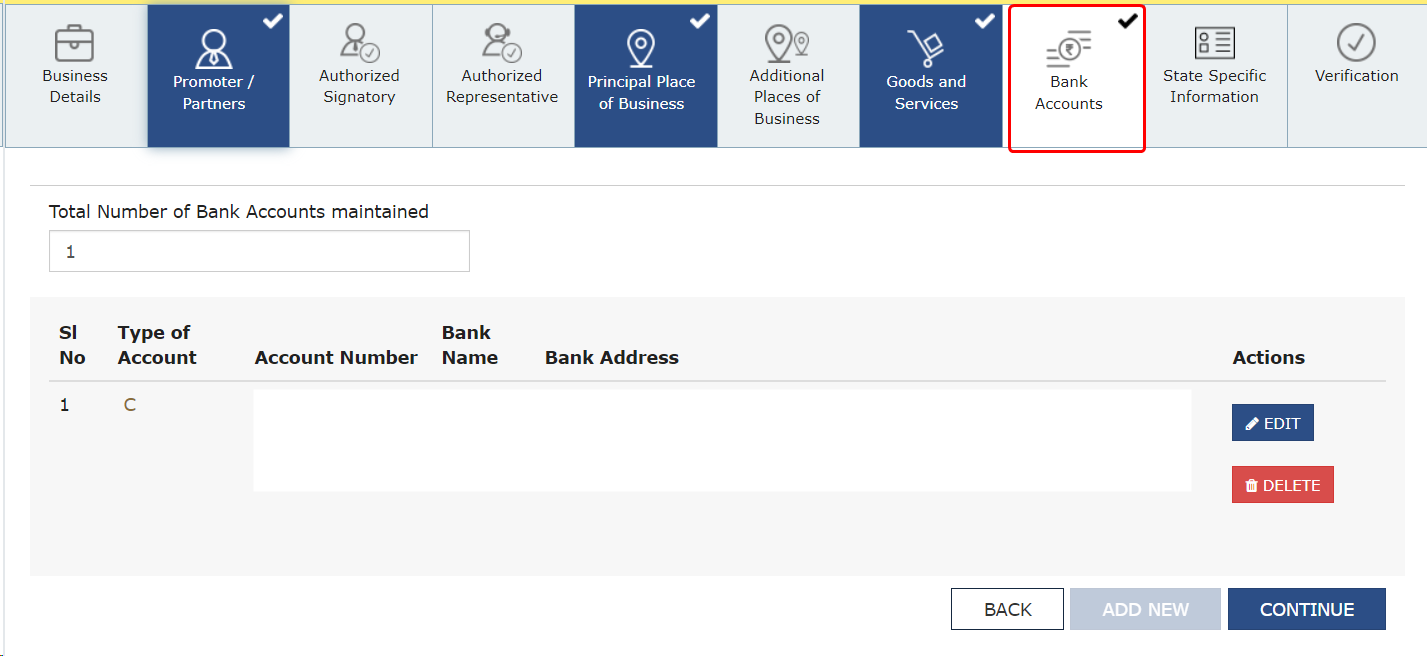 Bank Details Mandatory for GSTR-1 Filing