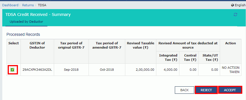 Filing GST form TDS and Credit received image 14