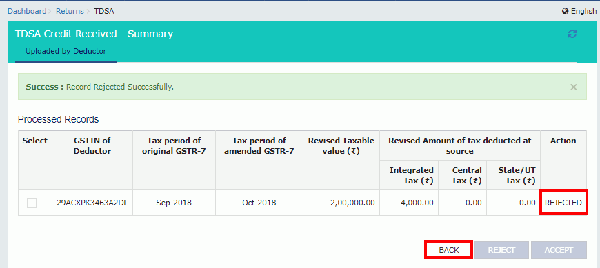 Filing GST form TDS and Credit received image 17