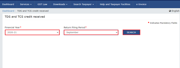 Filing GST form TDS and Credit received image 2