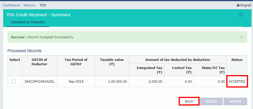 Filing GST form TDS and Credit received image 8