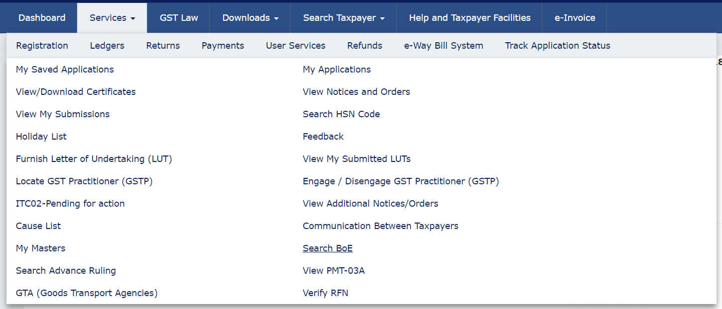 How to search for Bill of Entry on the GST portal?