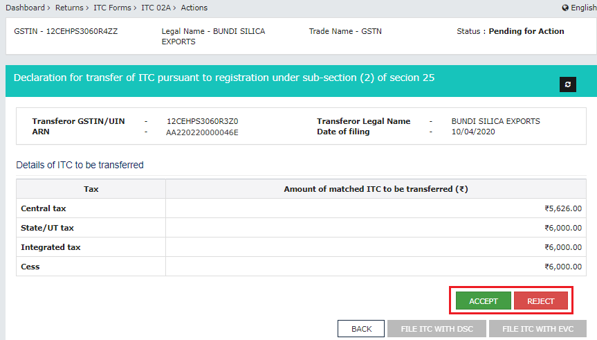 ITC 02A- How to transfer ITC to another GST registration?