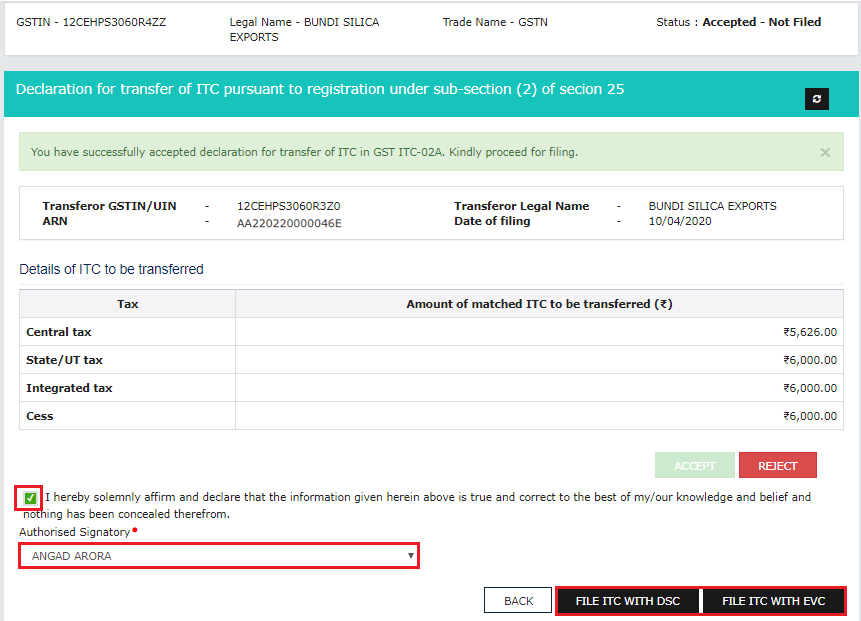 ITC 02A- How to transfer ITC to another GST registration?